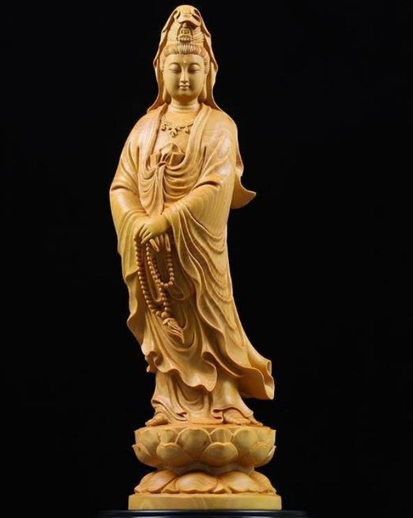 極上の木彫観音菩薩 鎮宅辟邪 招財開運 特売!極上品 黄楊木 観音菩薩 