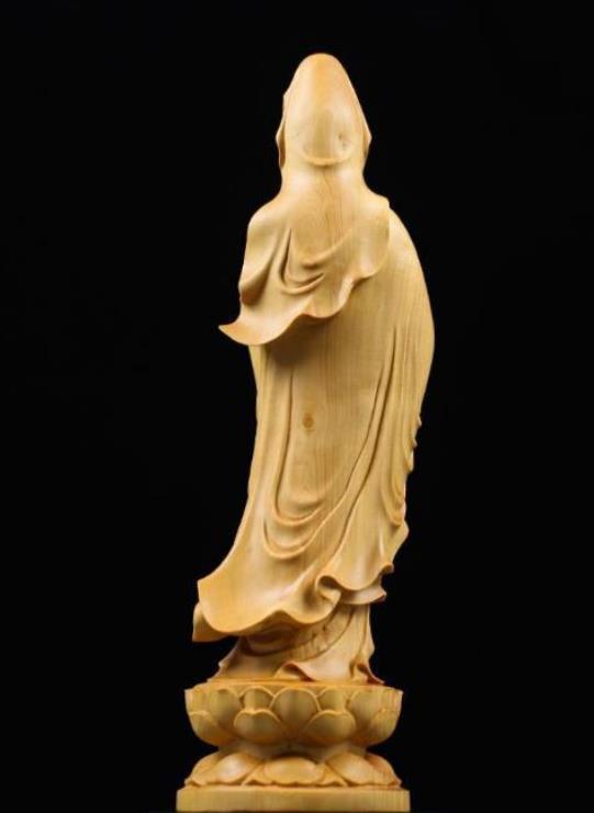 極上の木彫観音菩薩 鎮宅辟邪 招財開運 特売!極上品 黄楊木 観音菩薩 