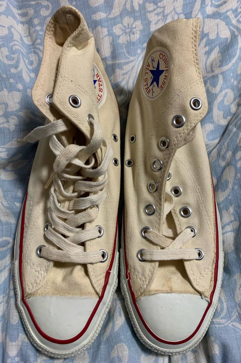80s CONVERSE ALL STAR HI コンバース オールスター 27cm 生成り色 USA 