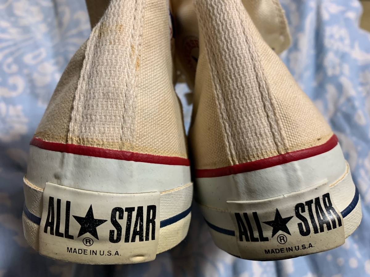 80s CONVERSE ALL STAR HI コンバース オールスター 27cm 生成り色 USA  