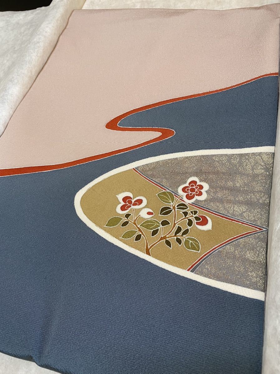 超激得，新作 日舞家所蔵品 逸品 西陣老舗機元 絹正謹製 22万 楚々とめしませ花 手描き糸目京友禅 箔摺加工 紺鼠色&times;桜鼠色 染帯 ９寸名古屋帯(仕立て上がり)｜売買されたオークション情報、yahooの商 仕立て上がり