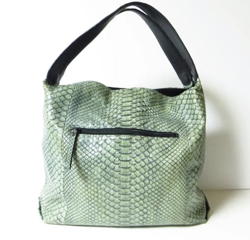 ナチュラルエッセンス　パイソン　JRA ショルダーバッグ　グリーン　エキゾチック アパレル】JRA公認 リアルパイソン ハンドバッグ ヘビ 革 蛇皮 日本製