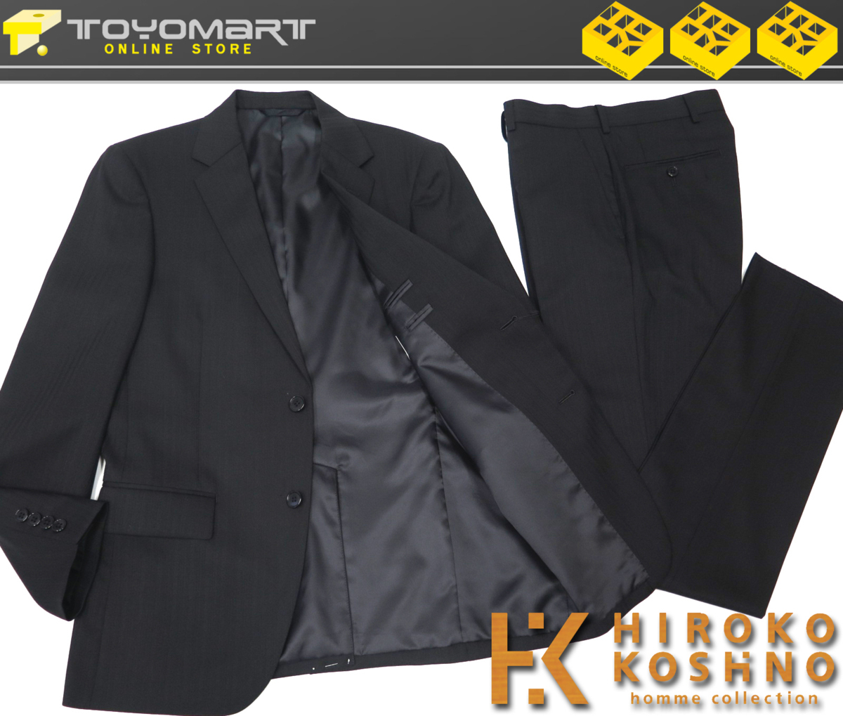 9702●ヒロココシノ HIROKO KOSHINO●新品 【総裏】 ブラックシャドーストライプスーツ　黒/Y5