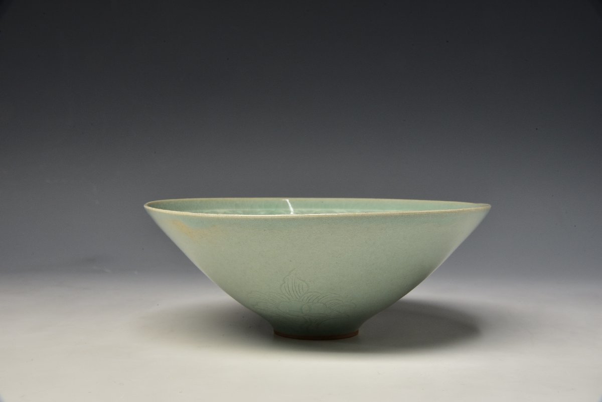 SP4102 人間文化財 柳海剛 柳根瀅 薄造 上作 高麗 青磁 青瓷 茶碗 抹茶