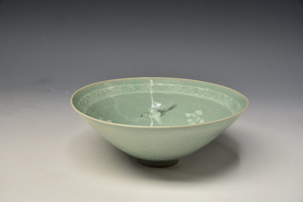 SP4102 人間文化財 柳海剛 柳根瀅 薄造 上作 高麗 青磁 青瓷 茶碗 抹茶