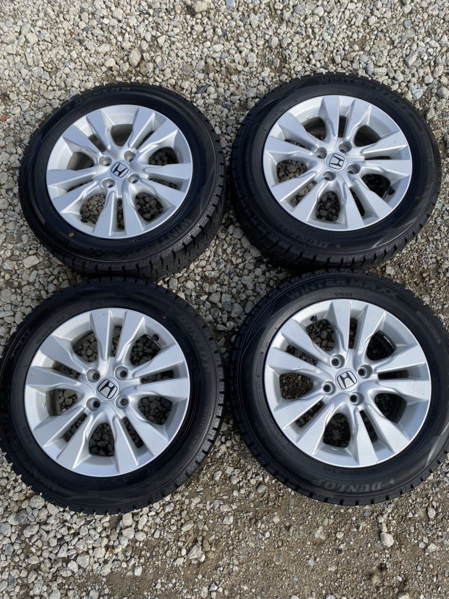 4本 ホンダ フィット 純正 15インチ 6J +50 4H 100 スタッドレス ダンロップ ウインターマックス WM02 17年 185/60R15 GR GK ハイブリット 15インチ ホンダ フィット 15インチ（スタッドレスタイヤ・ホイールセット 送料無料ホンダ純正フィット純正ホイール15インチ S8522IS