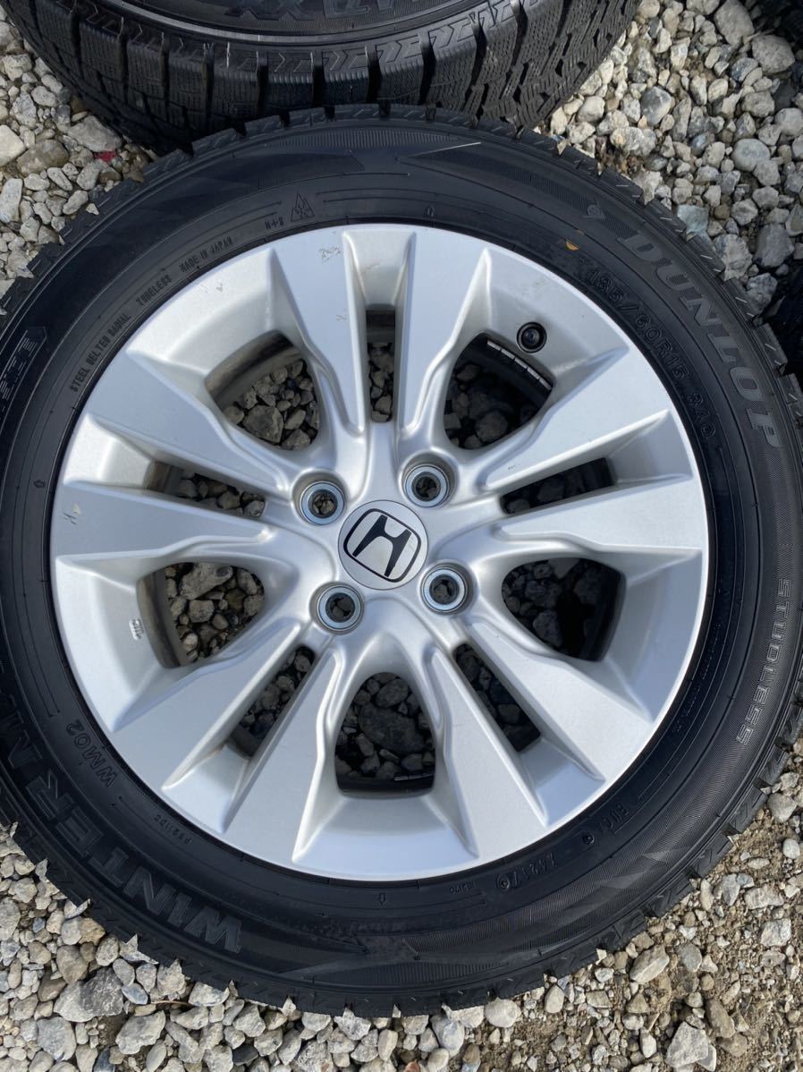 4本 ホンダ フィット 純正 15インチ 6J +50 4H 100 スタッドレス ダンロップ ウインターマックス WM02 17年 185/60R15 GR GK ハイブリット 15インチ ホンダ フィット 15インチ（スタッドレスタイヤ・ホイールセット 送料無料ホンダ純正フィット純正ホイール15インチ S8522IS