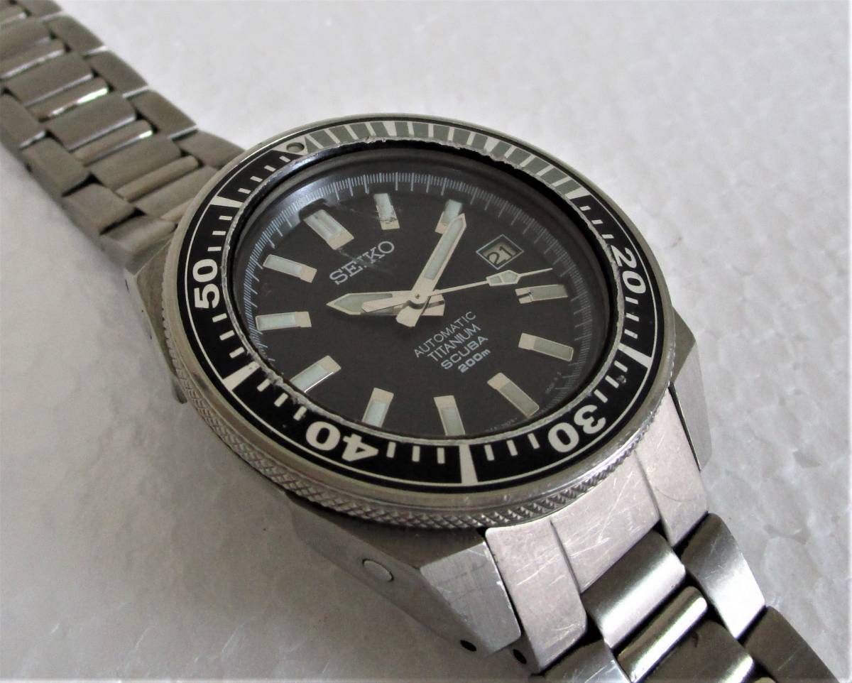 【SEIKO】プロスペック ダイバー ブラックサムライ★貴重!!チタン製★日差良好 純正チタンブレス状態良