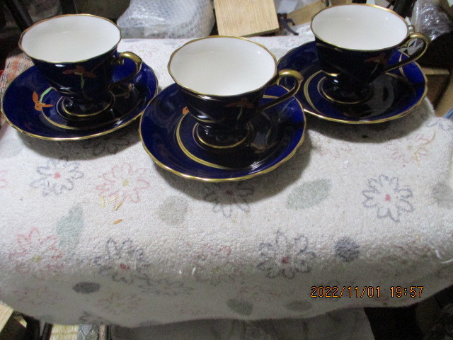 未使用オールド香蘭社 香蘭社の3客 急須と湯呑み3客 美しい茶器 未