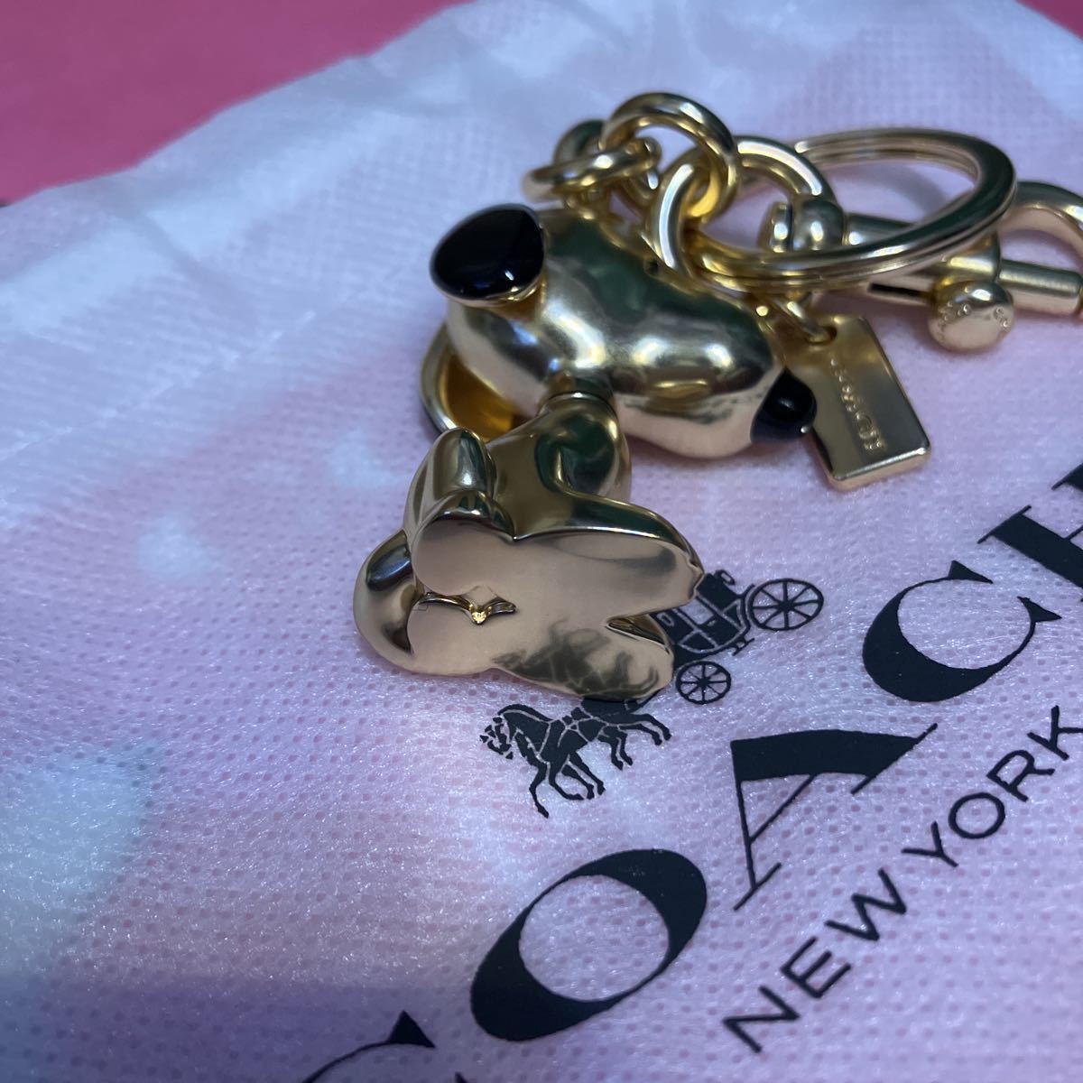 送料込専用袋付○新品○価22000 COACH X PEANUTS スヌーピー ゴールド