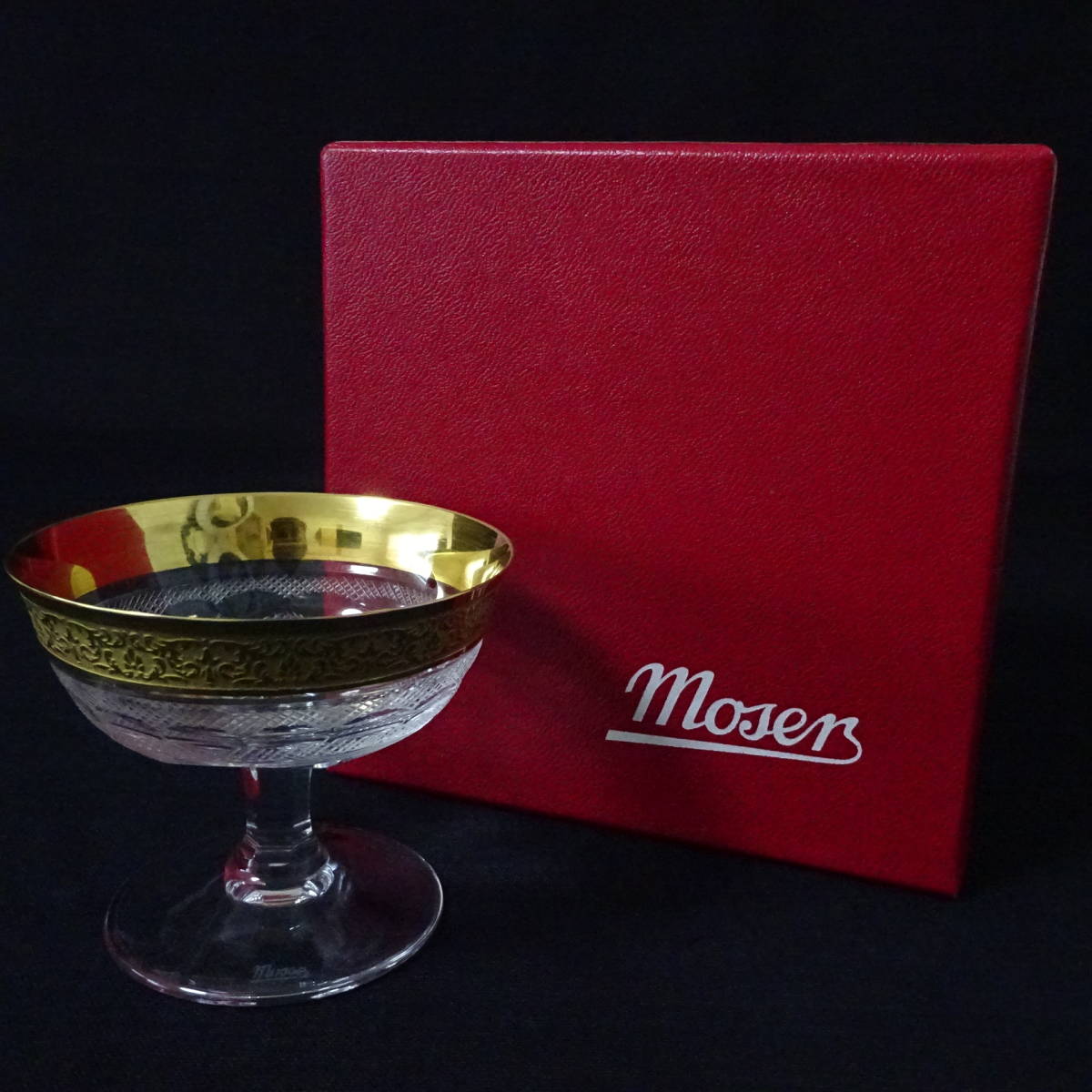 D3949 モーゼル Moser スプレンディッド 金彩 カットグラス ピッチャー