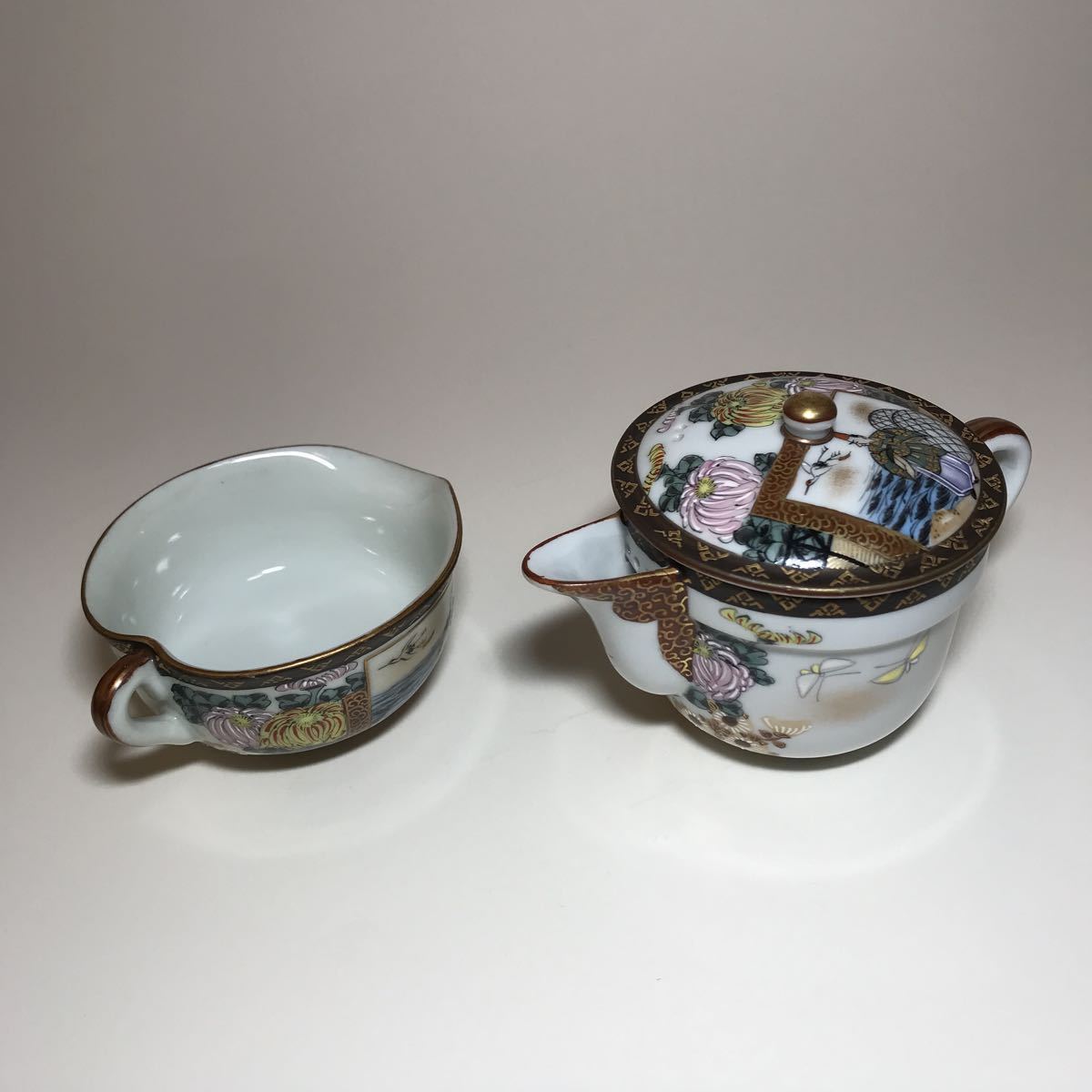 時代物 九谷焼茶器 急須 湯冷し 煎茶道具 急須 九谷焼 湯呑 -茶道具