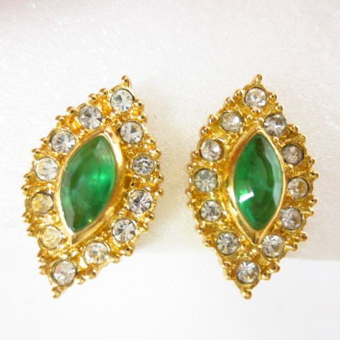 T11/120 Christian Dior クリスチャンディオール アクセサリー イヤリング ゴールド/クリア/グリーン