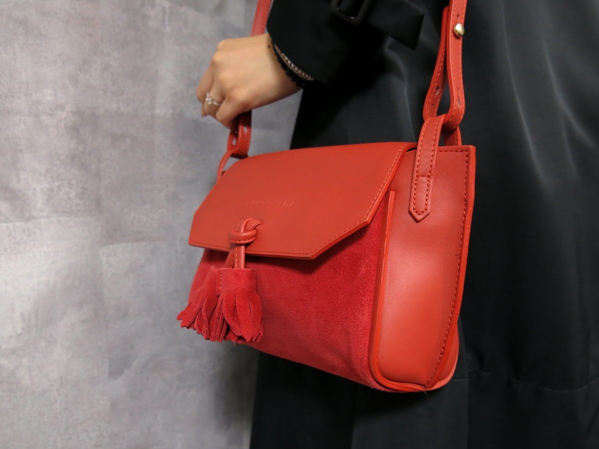 ○超美品○Longchamp ロンシャン○ペネロペ○スエード カーフ レザー 