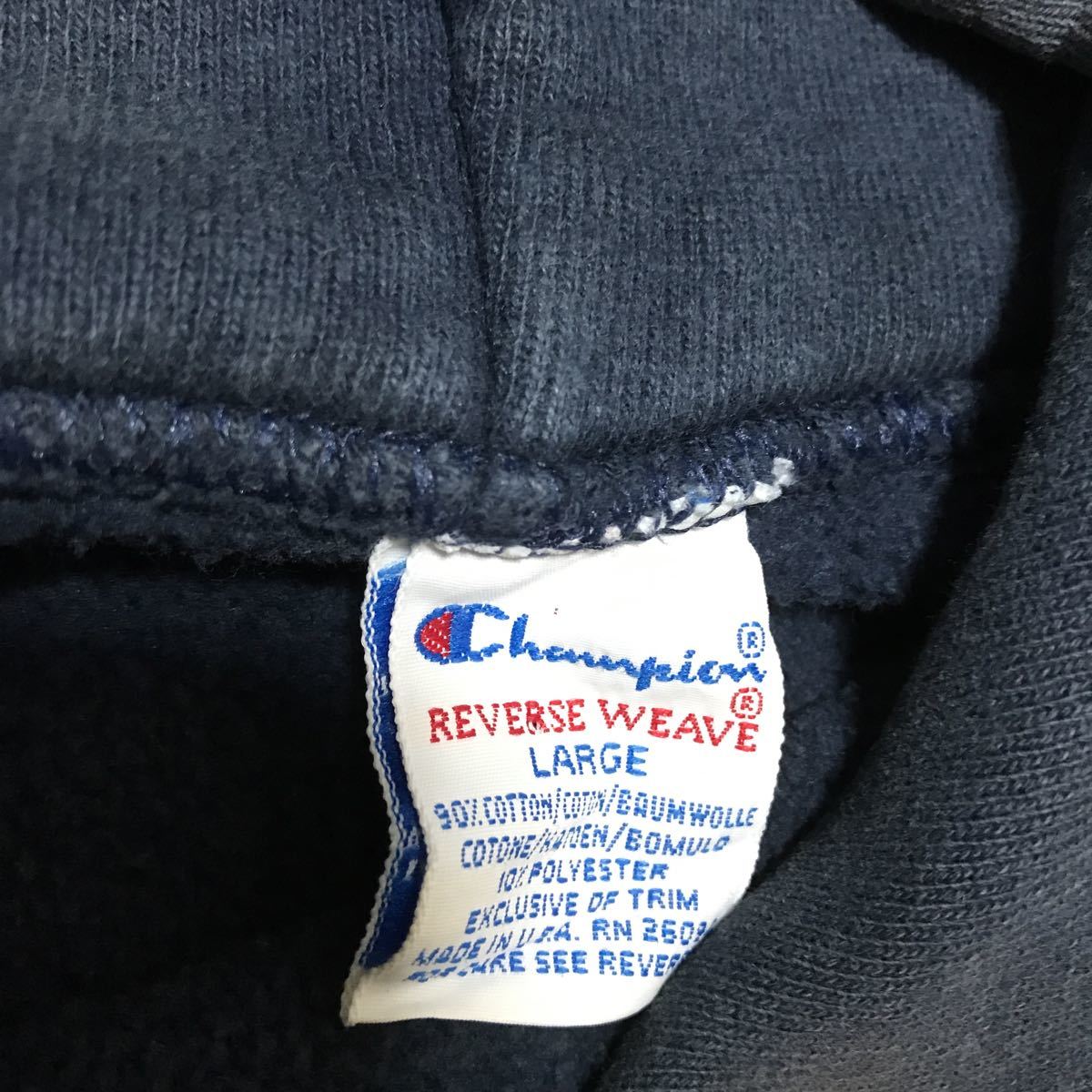 Champion リバースウィーブパーカー L USA製 3段プリント ウイング 