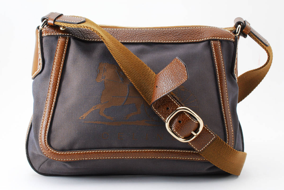 CELINE サルキー Cマカダム柄 ボストンバッグ 馬車金具 キャンバス 1円スタート ヴィンテージ セリーヌ マカダム Cサルキー Cマカダム