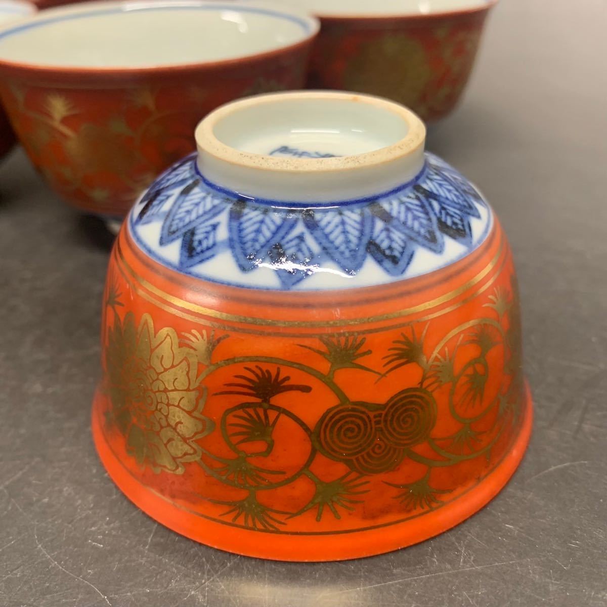 大日本永楽造 金襴手 煎茶碗 五客（一客傷有り）/現状渡し 【公式通販】