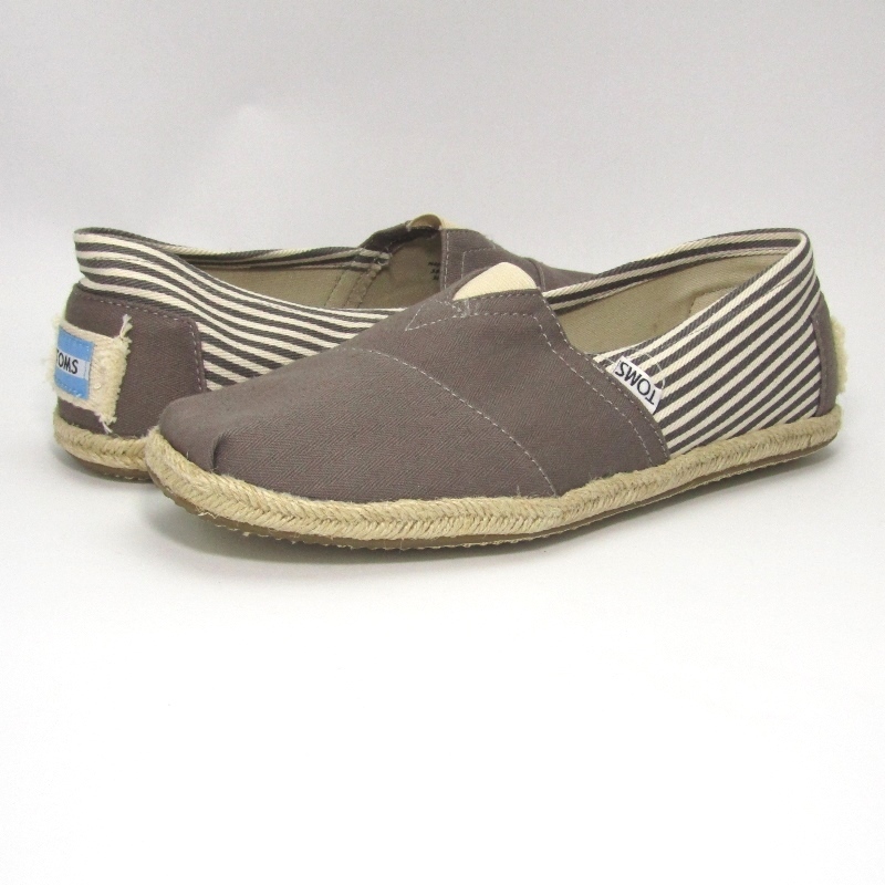 TOMS トムス スリッポン 27センチ □TOMS トムス□ スリッポン M9 27cm相当 ベージュ系 ストライプ TOMS ストライプスリッポン