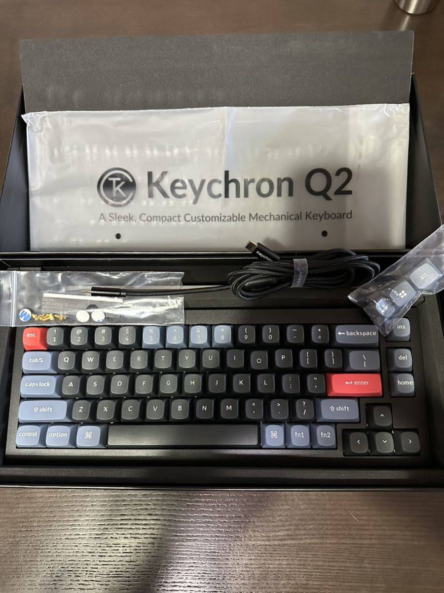 Keychron Q2 QMK カスタム メカニカル キーボード ノブ無し 赤軸(USB 