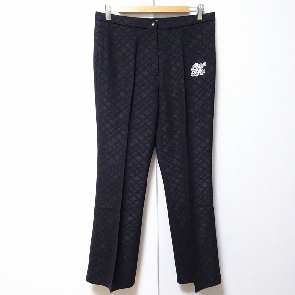  #asc イタリヤ 伊太利屋 パンツ 13 黒 スラックス チェック ロゴ ラインストーン センタープレス 大きいサイズ レディース 776611(伊太利屋)｜売買されたオークション情報、yahooの商品情報をア 伊太利屋