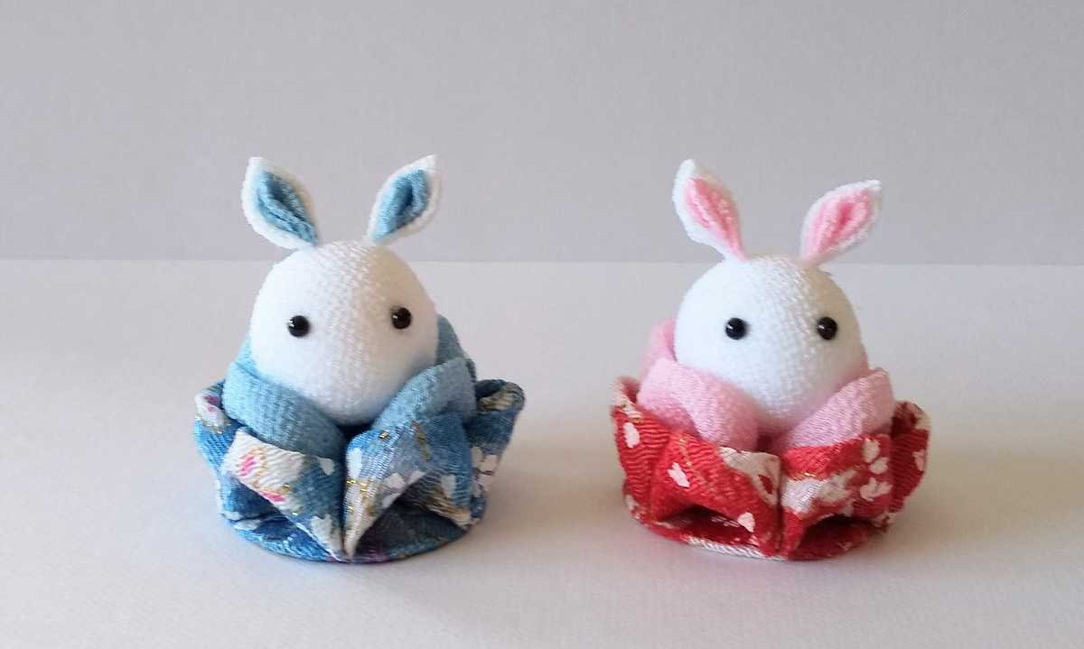 つまみ細工 ☆ハンドメイド ☆ちりめん ☆ 正月飾り☆2023年 干支 卯年 