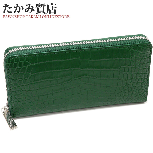 クロコダイル 長財布 マット加工 本革 (06001830-mens-1r) ラウンド