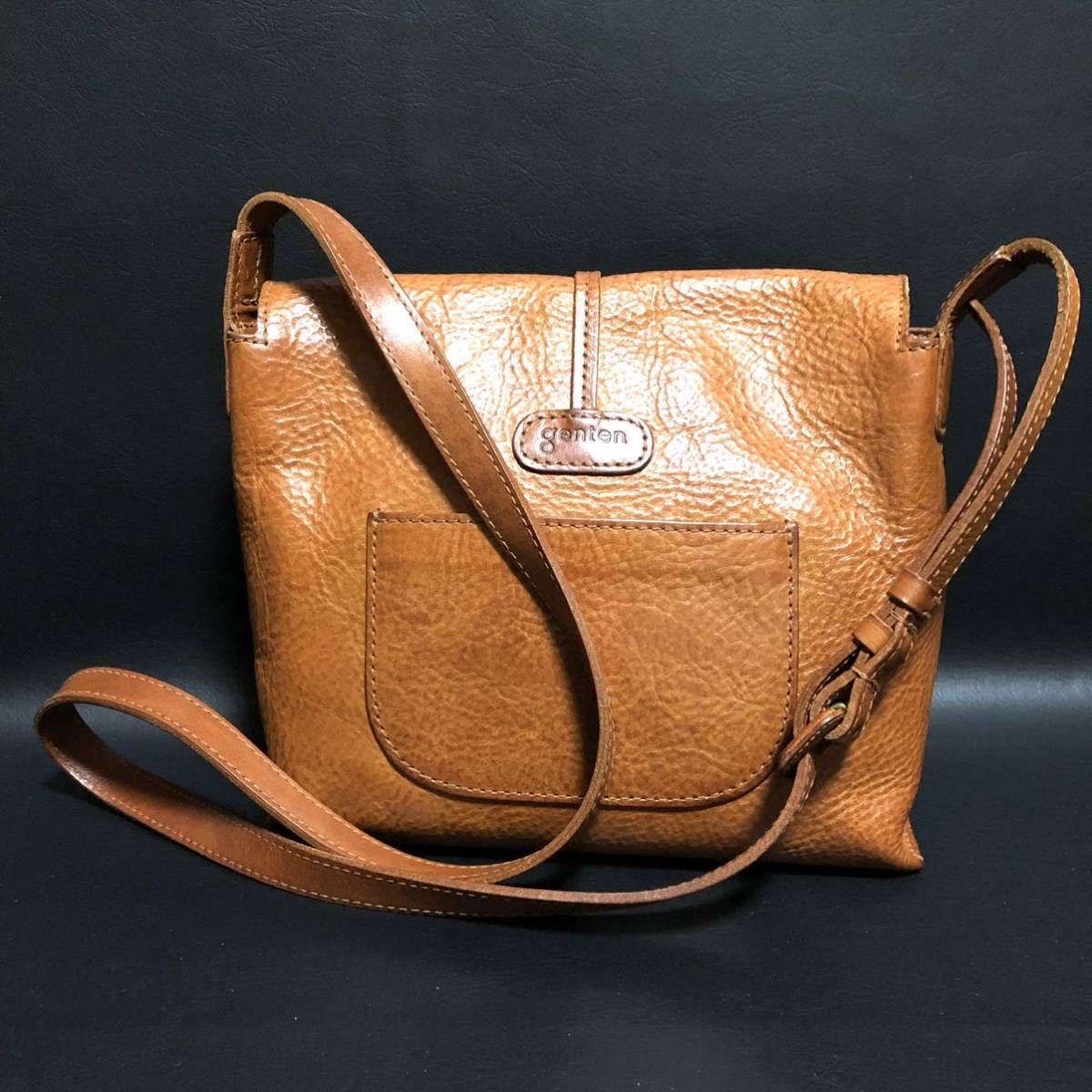 美品☆ゲンテン genten ナチュラ感たっぷり ミニショルダーバッグ 