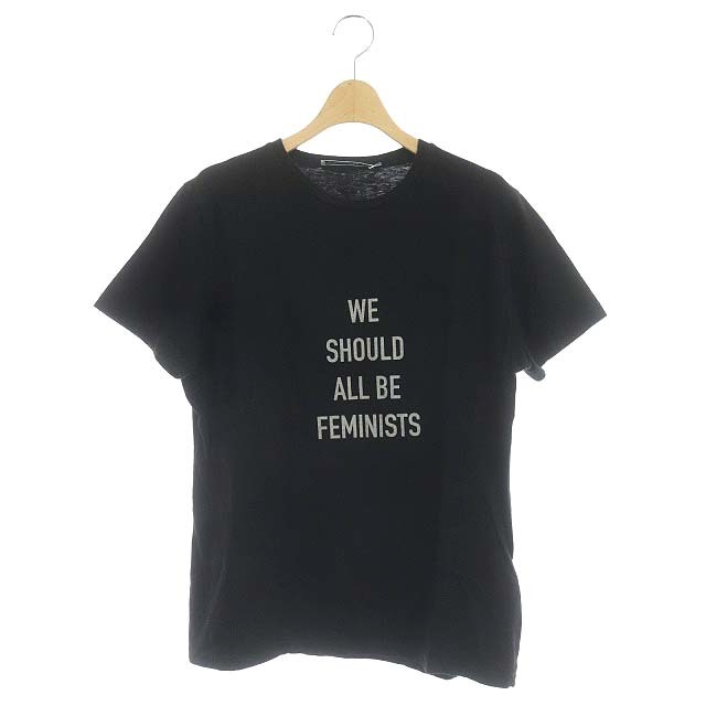 クリスチャンディオール We Should All Be Feminists コットンジャージー & リネン Tシャツ カットソー クルーネック 半袖 M 黒