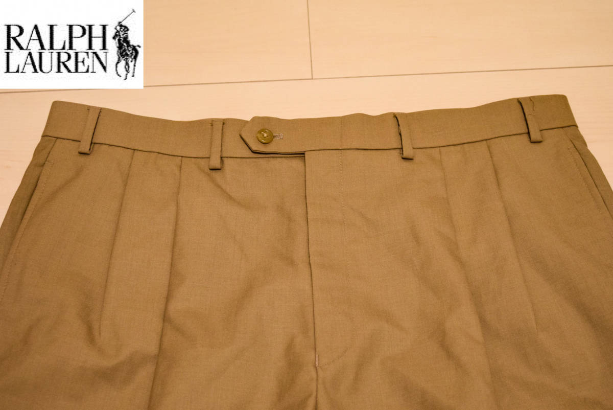 極美品 ラルフローレン ウール 100% オールシーズン スラックス パンツ W38 XL (B00113012)