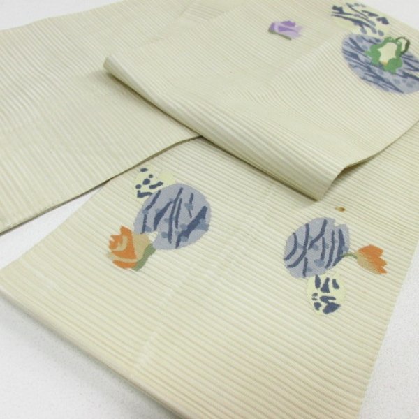 浴衣 着物 麻 夏物 絽 夏帯 カエル 日本製 絽綴れ 入山に松模様 ☆再入荷しました 夏帯] fj603s 夏着物 [召しませ花 帯飾り