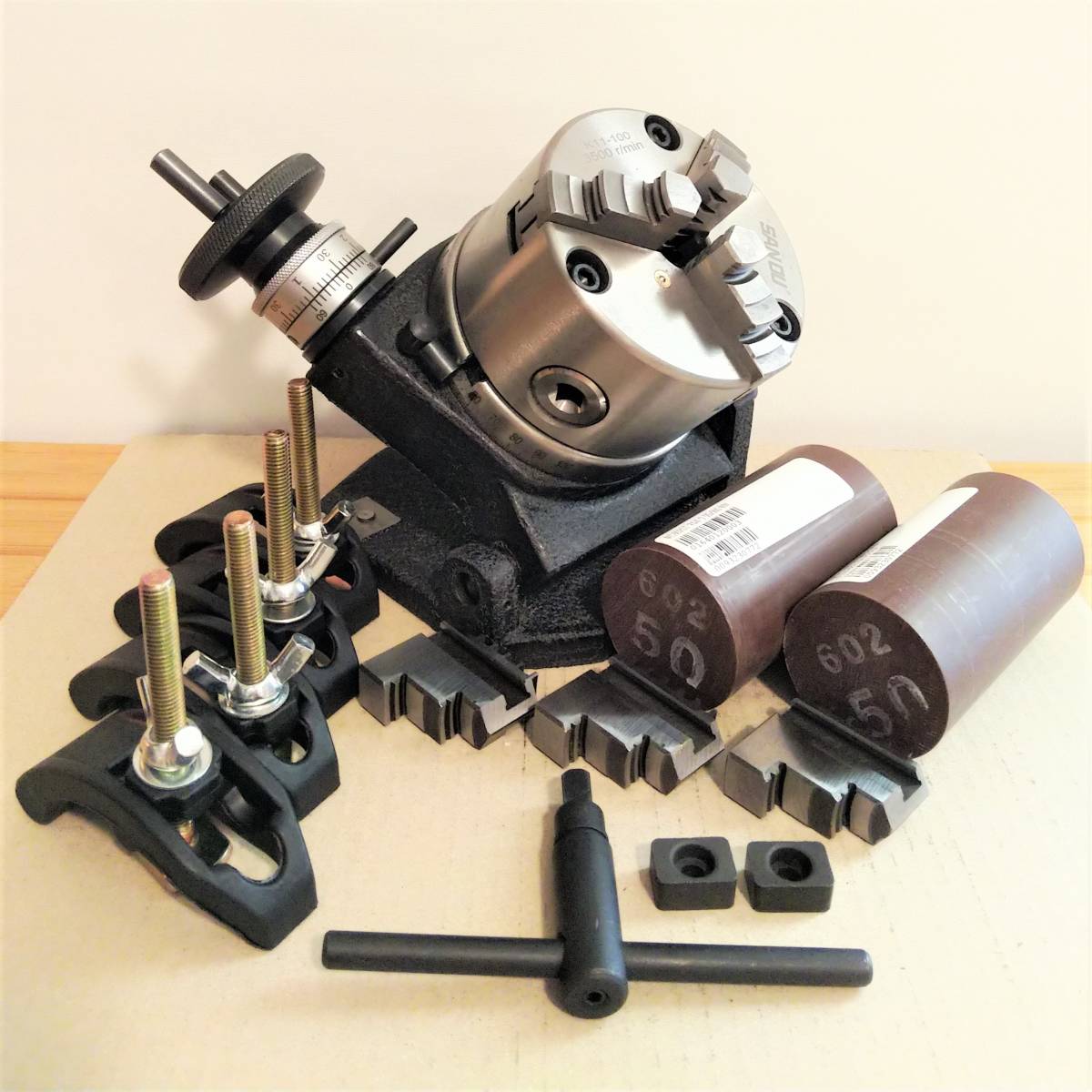 PKL-Factory 100mm傾斜ロータリーテーブル+100mm三つ爪 EA525DR-1 