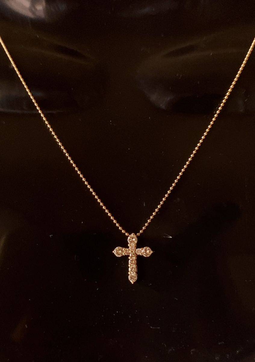 K18 天然ダイヤモンド　ブラウンダイヤ　クロス ペンダント　トップ0.50ct ダイヤ05ct ☆天然ダイヤモンド k18クロスペンダント ネックレス