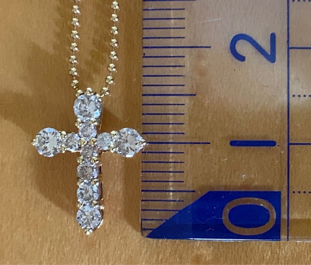 k18YG 0.5ctダイヤモンド クロス ネックレス