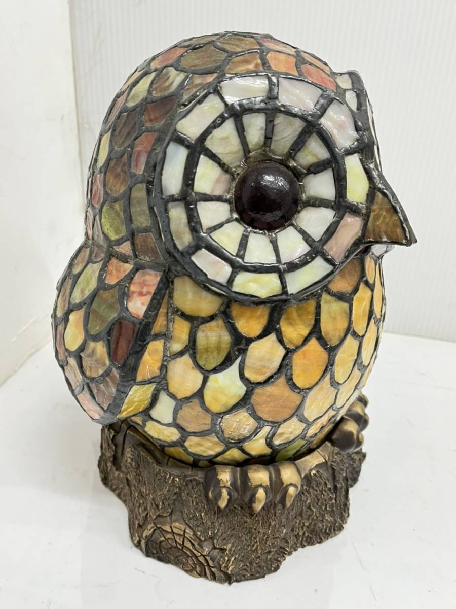 送料無料h37615 フクロウ 梟 ステンドグラス 卓上ライト 照明 テーブルライト お洒落 雑貨