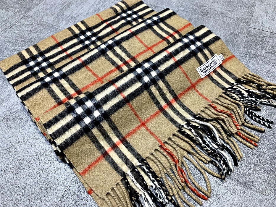 BURBERRYバーバリー スコットランドメイド カシミア100% マフラー