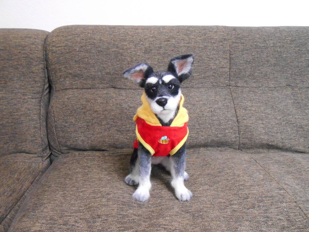☆羊毛フェルト ハンドメイド ミニチュア・シュナウザー 犬☆ 羊毛