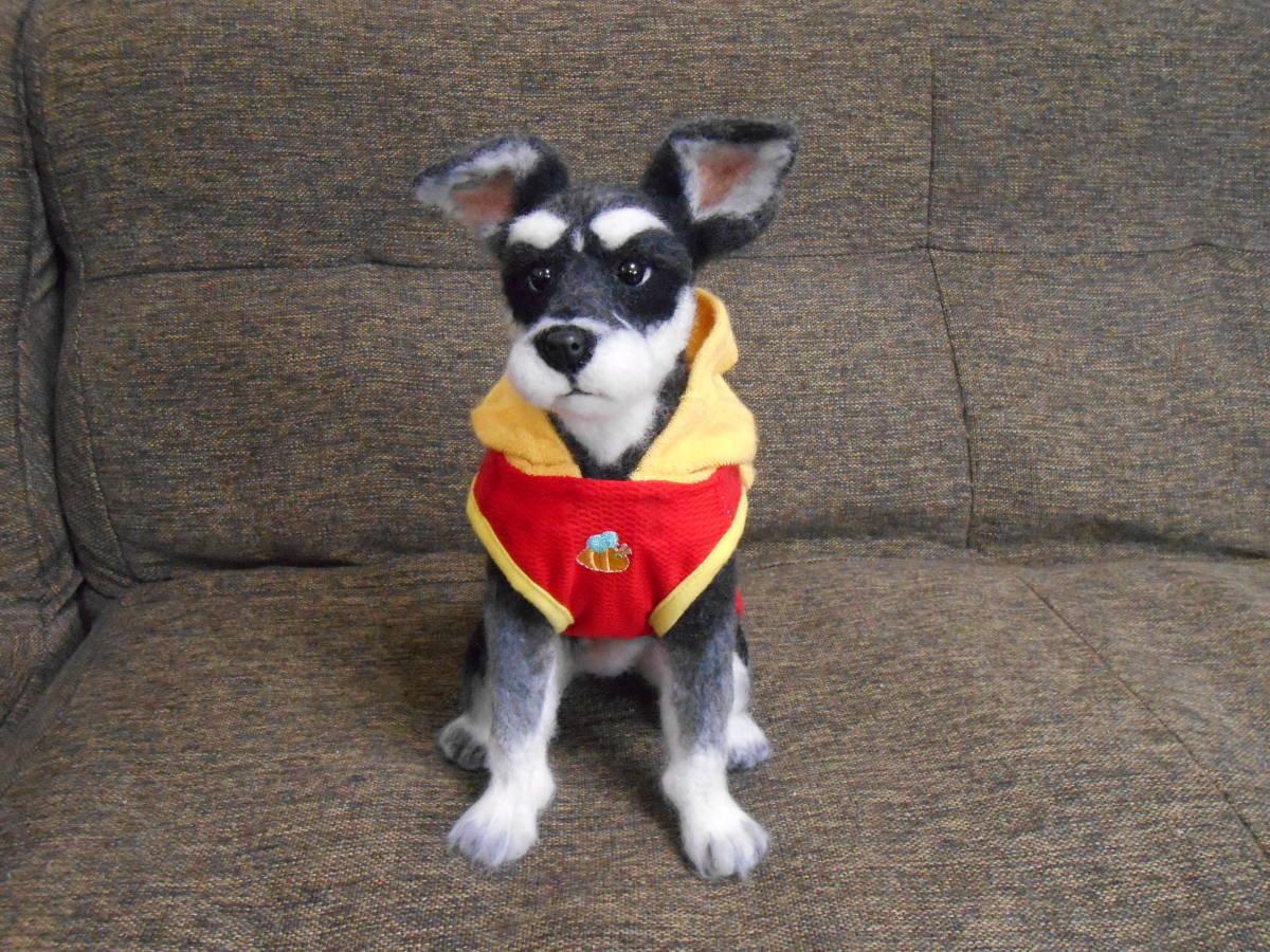 ☆羊毛フェルト ハンドメイド ミニチュア・シュナウザー 犬☆ 羊毛