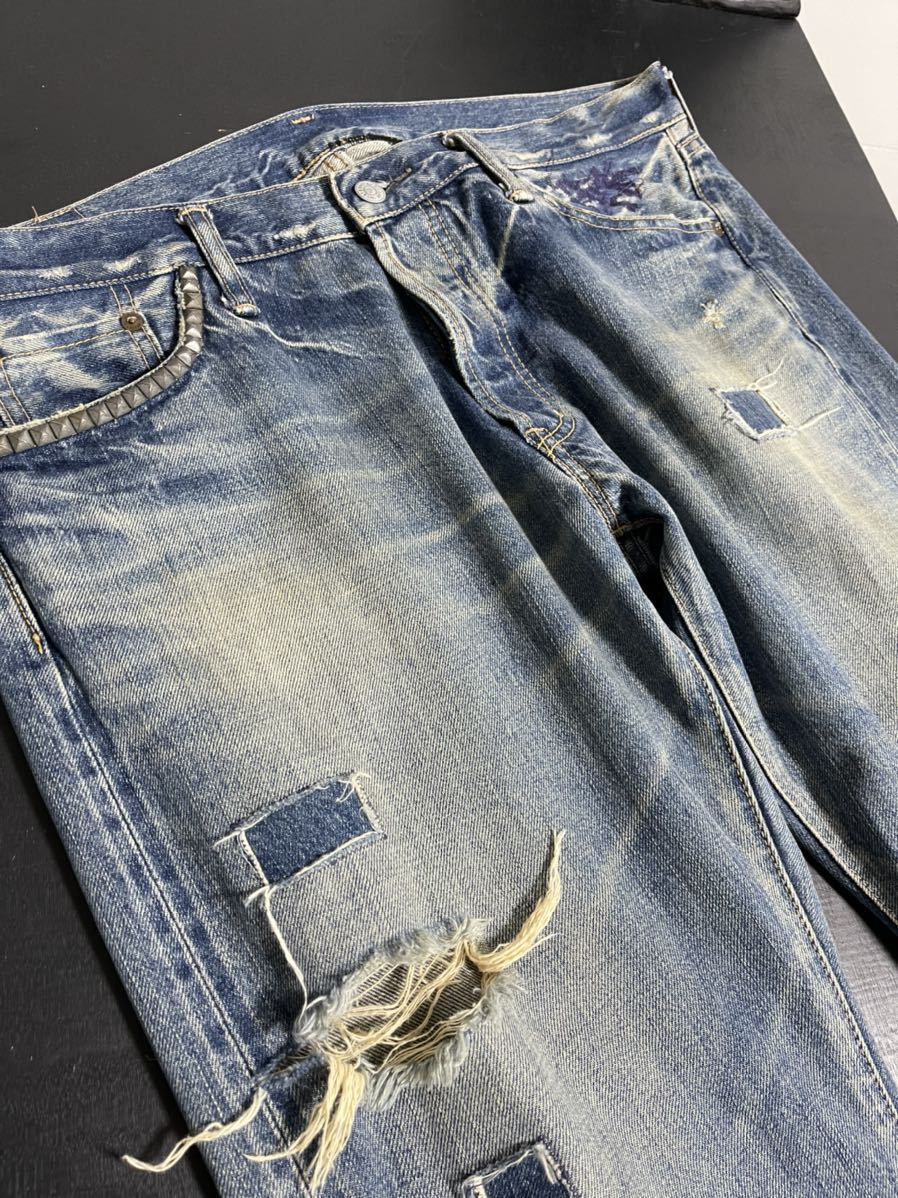 HYSTERIC GLAMOUR スタッズ ダメージ小窓デニム ジーンズ　36 紙パッチ　希少サイズ