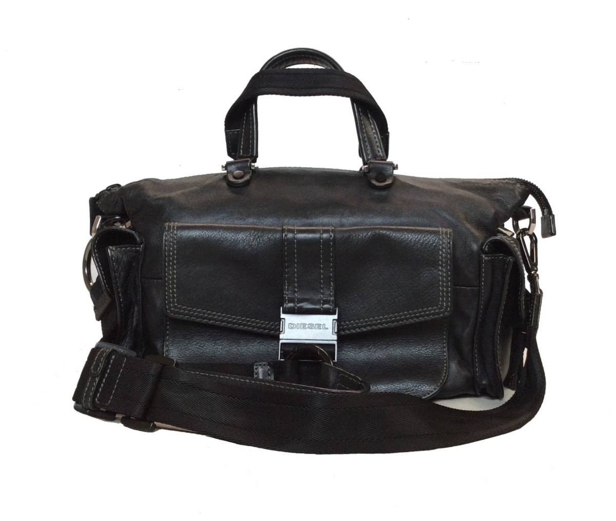 美品 DIESEL ディーゼル レザー 2way ショルダーバッグ ハンドバッグ 