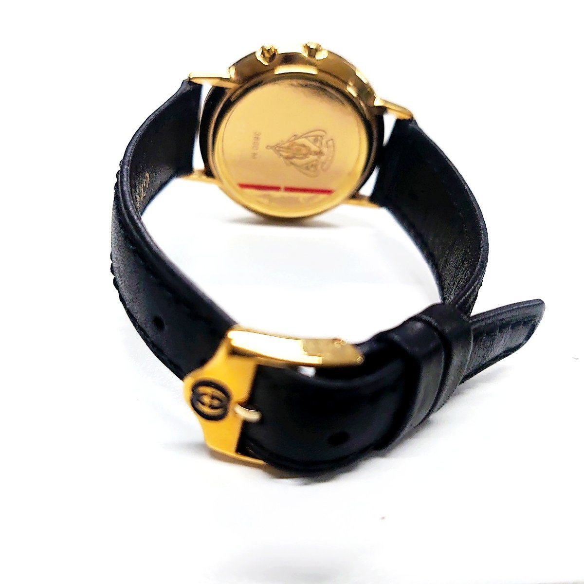 1円スタート】【箱付き】 GUCCI グッチ 3800M GP×革ベルト ブラック