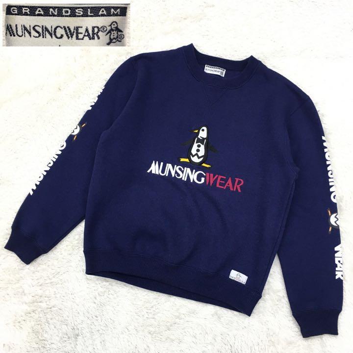 MUNSINGWEAR マンシングウェア グランドスラム ゴルフウェア ビンテージ スウェット トレーナー 防寒 裏起毛 ペンギン 刺繍ロゴ サイズL