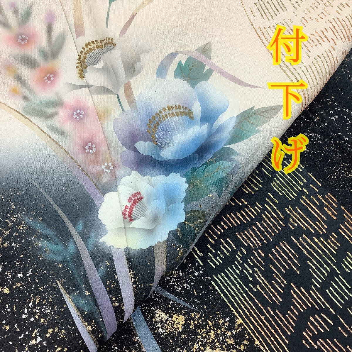 きものcocon★付下げ★正絹/薄ベージュ系/薄ピンク系/パールトーン加工/しつけ糸付き/身丈159.5/裄67【12-10-3K-0071-n】 レンタル 着物「薄香色 反物 薄ベージュ 角通し 行儀、南天