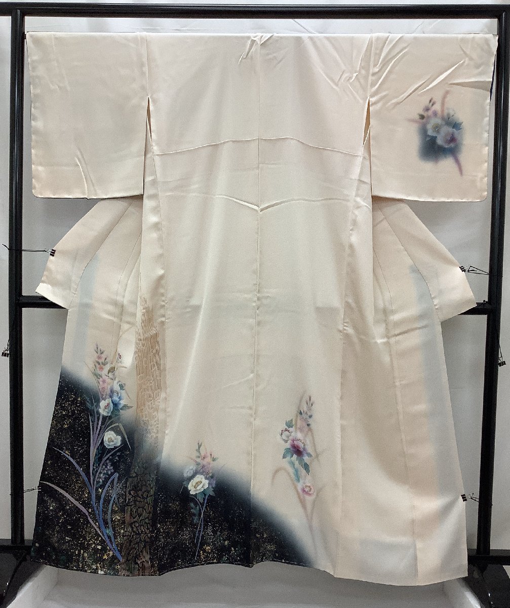 きものcocon★付下げ★正絹/薄ベージュ系/薄ピンク系/パールトーン加工/しつけ糸付き/身丈159.5/裄67【12-10-3K-0071-n】 レンタル 着物「薄香色 反物 薄ベージュ 角通し 行儀、南天