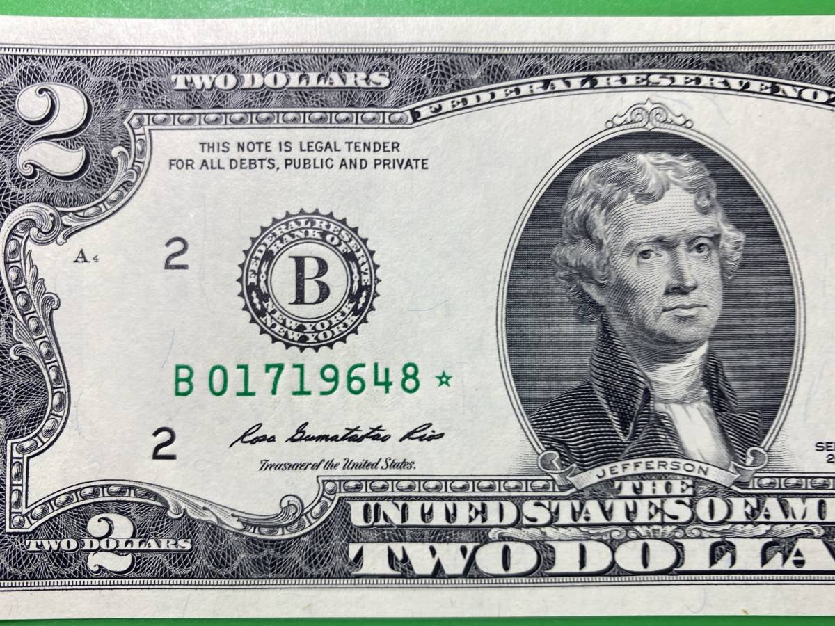 アメリカ 2013年 $2札 幸運を呼ぶ ☆ 2ドル札 スターノート 2ドル 紙幣 