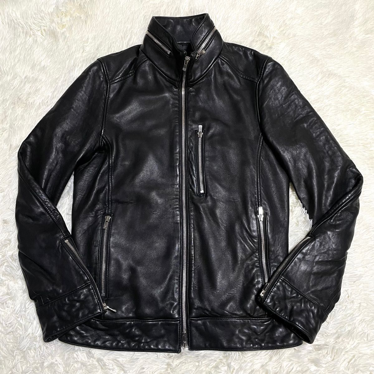 極上品 junhashimoto×nano universe レザー ライダースジャケット 