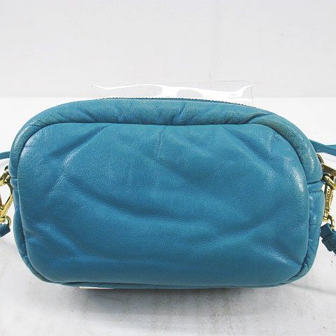 プラダ PRADA ポシェット ショルダーバッグ クロスボディ 斜めがけ ゴールド金具 ターコイズブルー レザー イタリア製 レディース