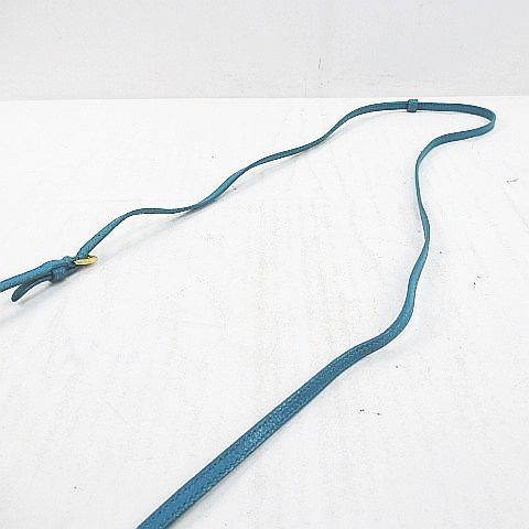 プラダ PRADA ポシェット ショルダーバッグ クロスボディ 斜めがけ ゴールド金具 ターコイズブルー レザー イタリア製 レディース