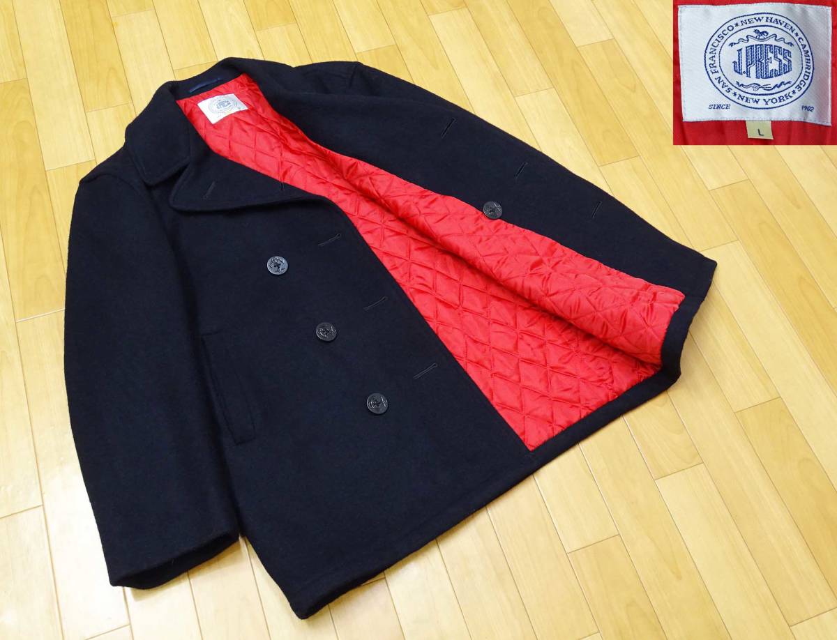 J PRESSJプレス☆Pコート黒濃紺色イカリボタン防寒☆M j．press
