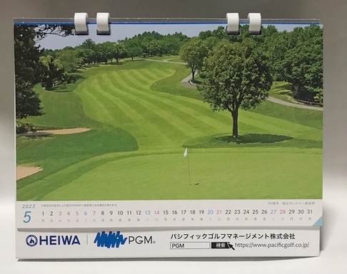 即決●2023年 卓上カレンダー ●メモ 書き込み可 シンプル PGM ゴルフ 風景_4