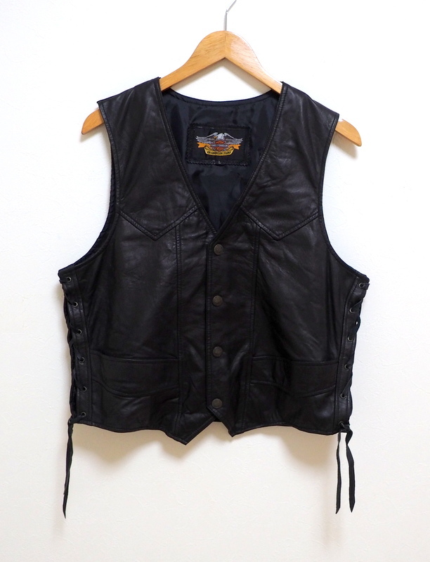 Harley-Davidson レザーベスト Lサイズ ブラック HARLEY DAVIDSON ハーレーダビッドソン レザーベスト L 【イーグル型